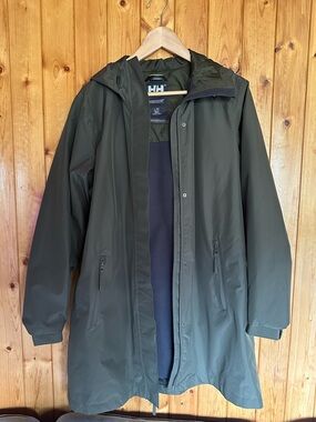 Helly Hansen Olive Green Hooded Raincoat